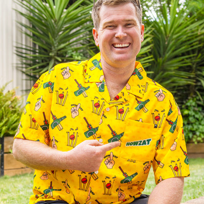 Howzat Aussie Cricket Shirt - Yellow