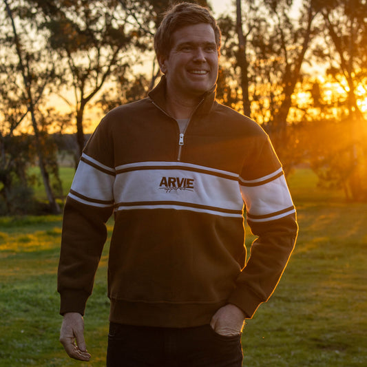 Unisex Quarter Zip Jumper - Chocolate