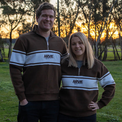 Unisex Quarter Zip Jumper - Chocolate