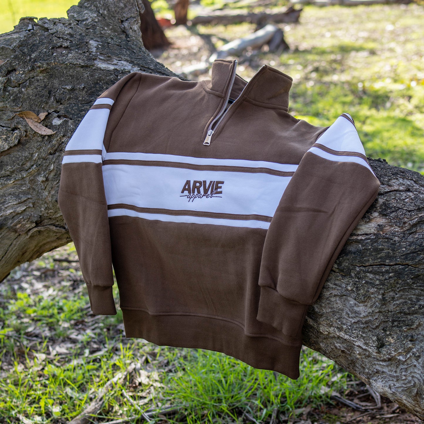 Unisex Quarter Zip Jumper - Chocolate