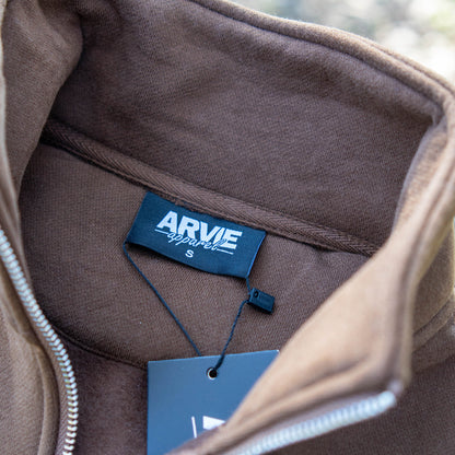 Unisex Quarter Zip Jumper - Chocolate